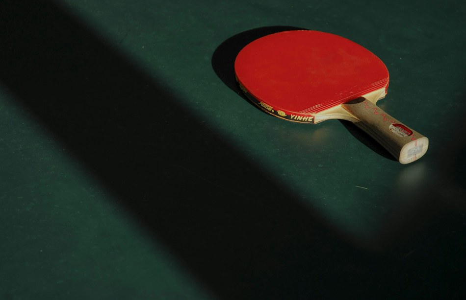 Table tennis paddle ready for a game
